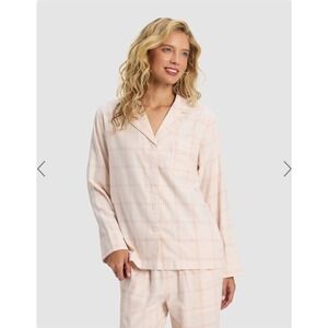 Cozy Earth Farmhouse Long Sleeve Pajama Top Quartz Plaid Pink Small NWT $88